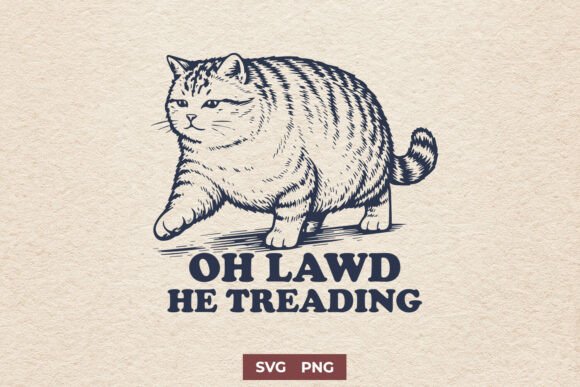 Oh Lawd He Treading Funny Cat SVG PNG Review