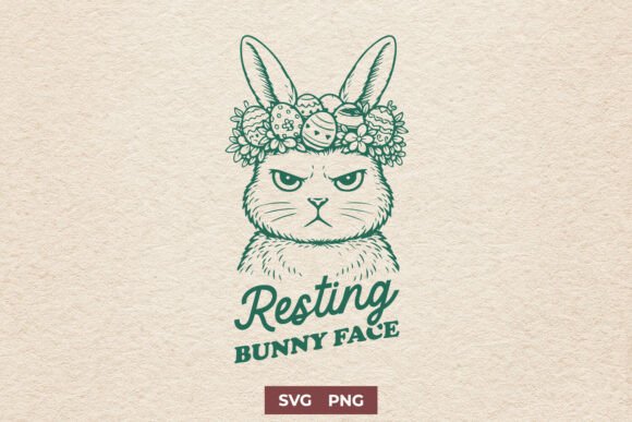 Resting Bunny Face SVG: A Grumpy Easter Charm for Craft Projects